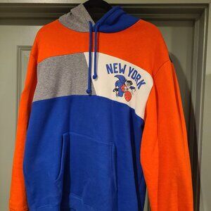 Men's New York Knicks Mitchell & Ness Blue Hardwood Classics Colorblock Pullover